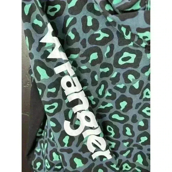 Wrangler Retro Cheetah Hoodie Sweatshirt Womens Medium  Green Full Zip Ladies - Picture 7 of 7